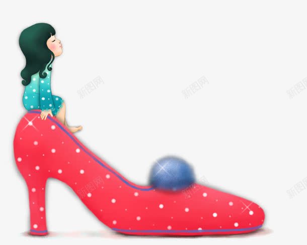 红色高跟鞋小女孩图标png_新图网 https://ixintu.com 小女孩 红色 高跟鞋