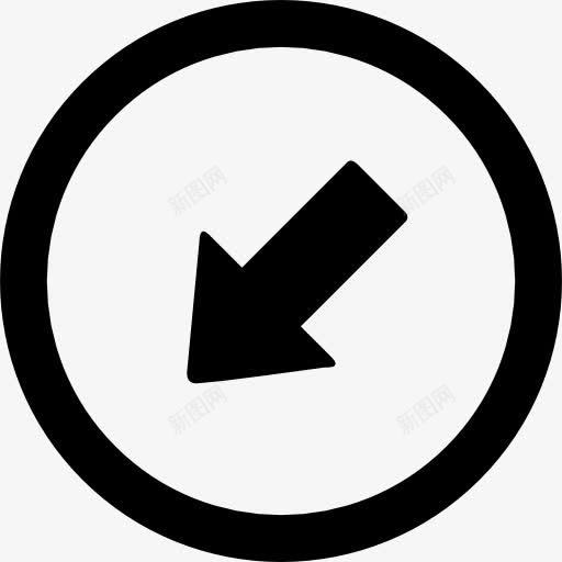 箭头指向左下圆图标png_新图网 https://ixintu.com 下载 圆形 左下 箭头按钮