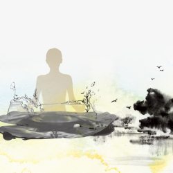 水墨瑜伽矢量素材中国风瑜伽装饰高清图片