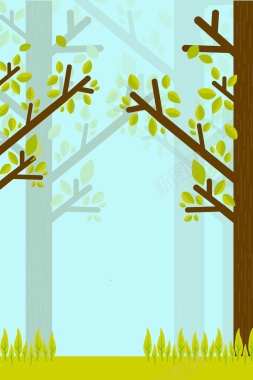 春夏秋冬树林矢量手绘海报背景图背景
