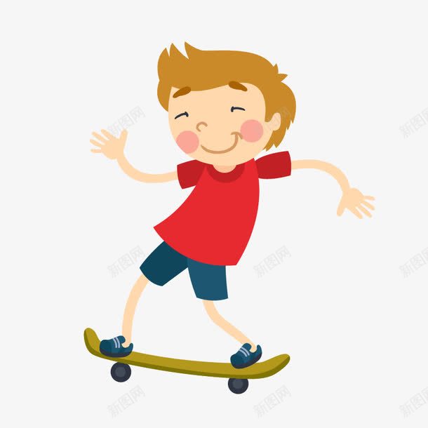 滑板男孩png免抠素材_新图网 https://ixintu.com 儿童运动场景 卡通矢量运动项目 运动球拍