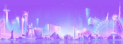 夏日旅游广告暑假上海出游大气梦幻紫色背景高清图片