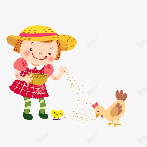 小女孩喂鸡png免抠素材_新图网 https://ixintu.com 喂 大公鸡 小女孩 鸡