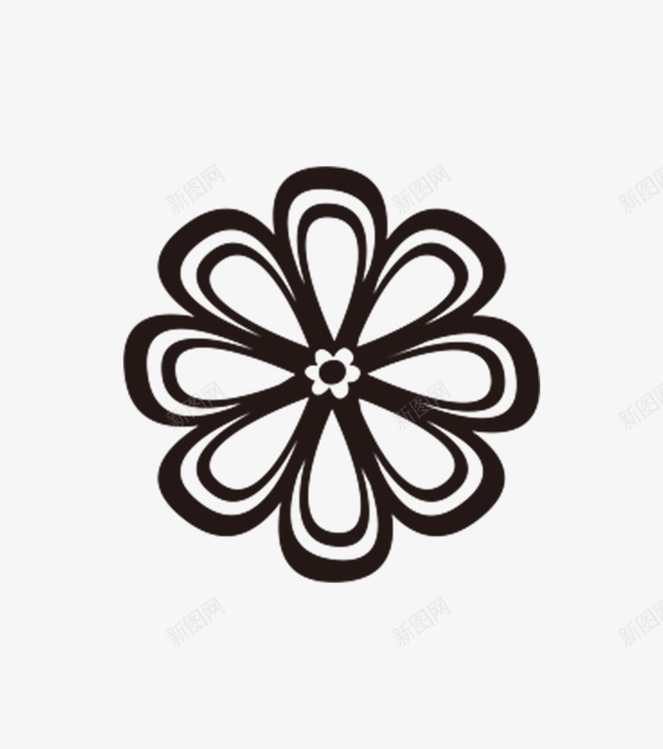 简笔花朵图标png_新图网 https://ixintu.com 卡通 手绘 白色 简图 简笔 线条 花朵 黑色