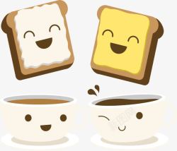 咖啡豆粉伴侣黄油面包配咖啡高清图片