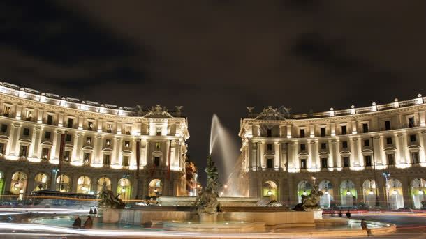 欧式建筑广场夜景背景