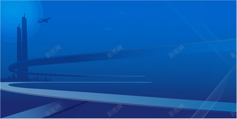 蓝色科技建筑线条背景矢量图ai设计背景_新图网 https://ixintu.com 建筑 海报 科技 线条 背景 蓝色 飘带 飞机 矢量图