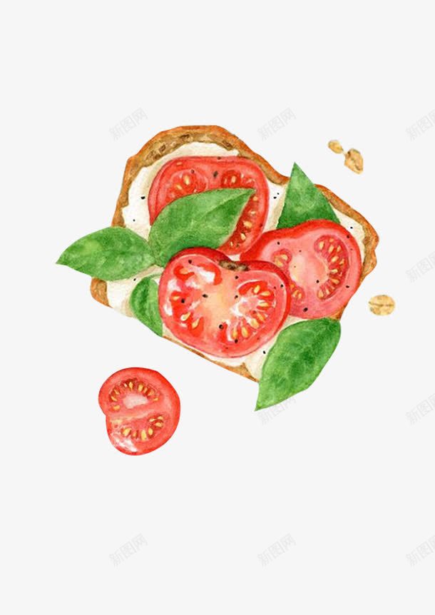 卡通食物png免抠素材_新图网 https://ixintu.com 奶酪 番茄 面包片