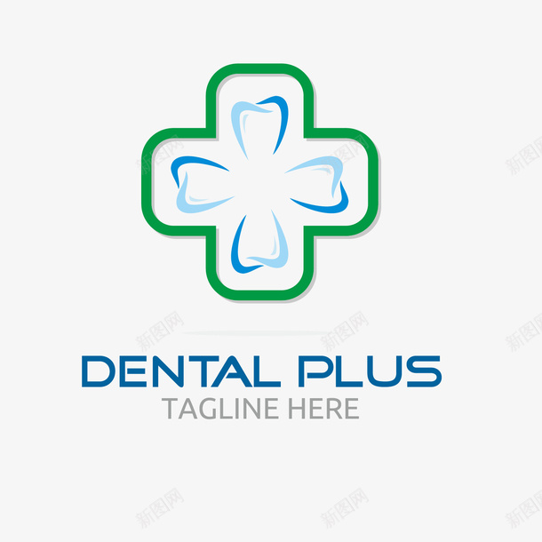 十字形的牙齿logo矢量图图标ai_新图网 https://ixintu.com logo 创意 十字形 牙齿 精美 绿色 英文 蓝色 设计感 矢量图