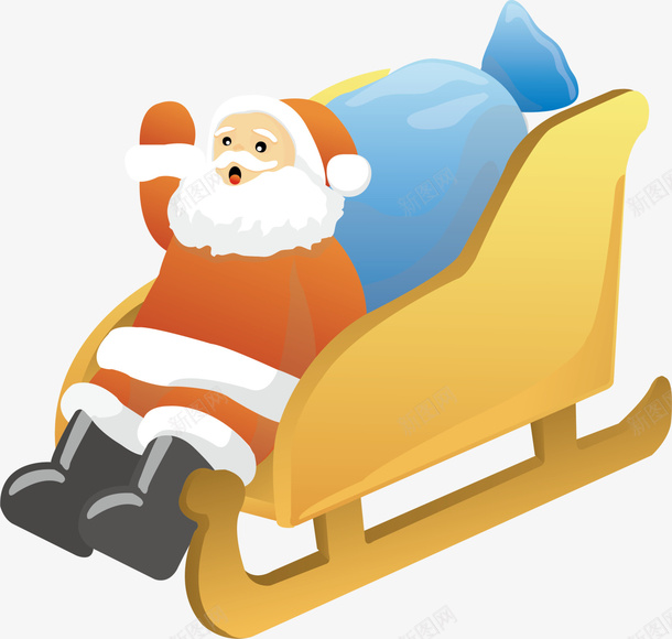 卡通圣诞老人玩具png免抠素材_新图网 https://ixintu.com Christma Christmas Merry 圣诞快乐 圣诞老人 圣诞节 雪橇车