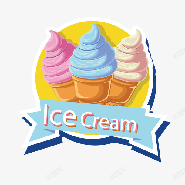 冰淇淋卡通标签矢量图ai免抠素材_新图网 https://ixintu.com 冰淇淋 冰淇淋标签 售卖标签 彩色冰淇淋 美食标签 矢量图