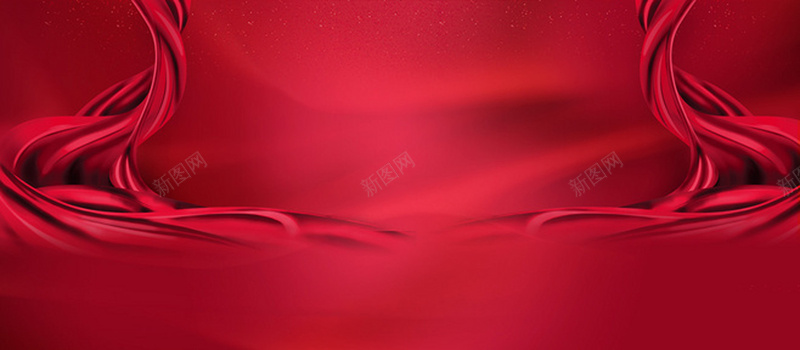 红色华丽丝绸背景海报背景背景