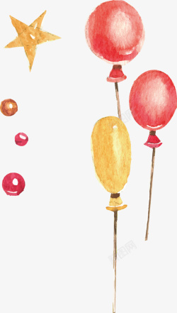 手绘水彩红色气球矢量图素材