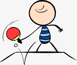 打乒乓球的运动员卡通乒乓球运动插画矢量图高清图片