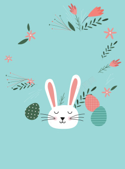 蓝色萝卜浅蓝色复活节兔子海报背景矢量图高清图片