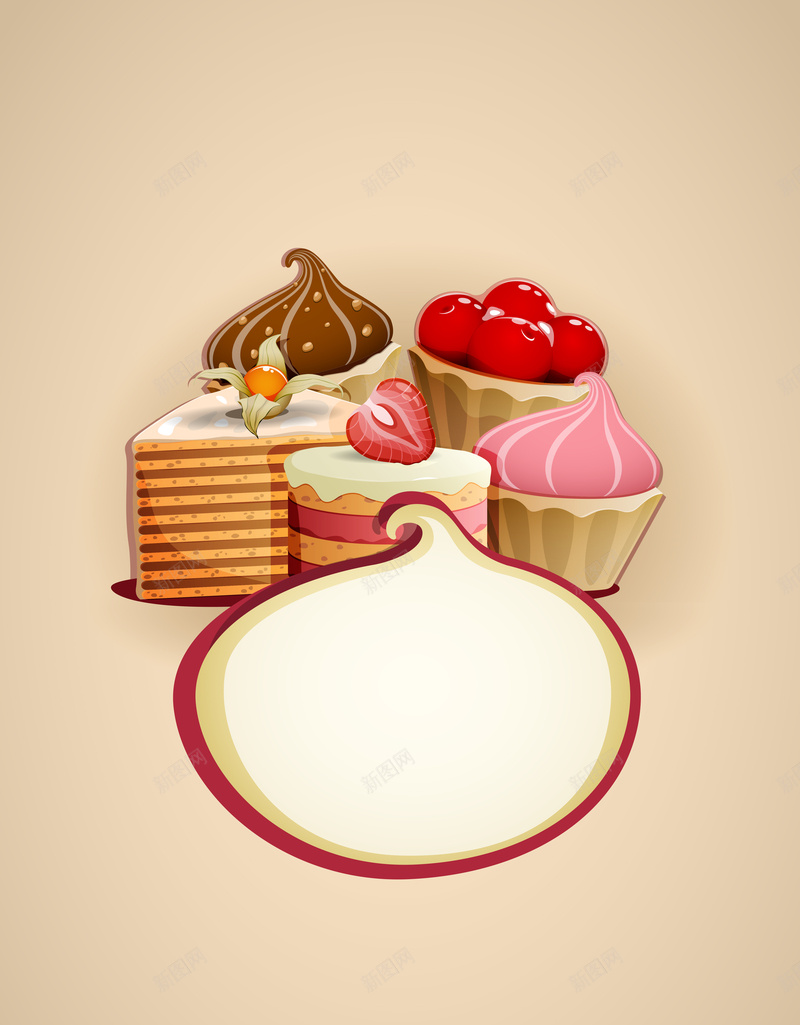 甜品奶油蛋糕矢量图ai设计背景_新图网 https://ixintu.com 卡通 奶油蛋糕 手绘 甜品 矢量图 童趣 美味 食品