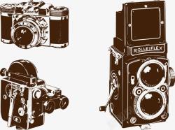 3款复古相机胶卷相机矢量图素材