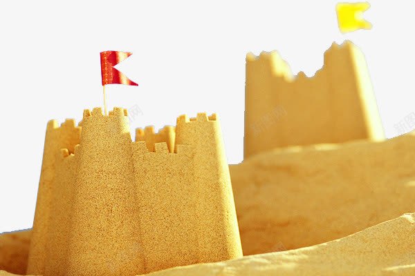 沙雕城堡png免抠素材_新图网 https://ixintu.com 城堡 沙雕 沙雕卡通 红旗