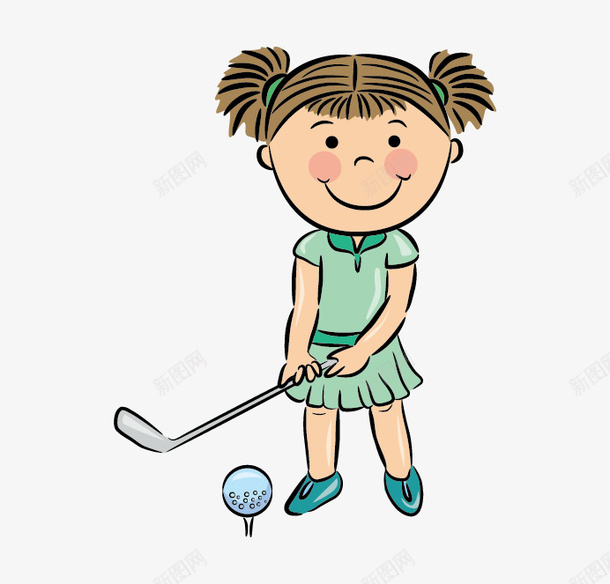 打高尔夫的小女孩png免抠素材_新图网 https://ixintu.com PNG素材 卡通 小女孩 高尔夫