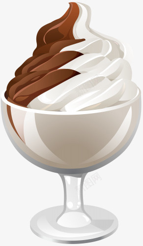 双色奶油冰淇淋杯png免抠素材_新图网 https://ixintu.com 冰淇淋 奶油 巧克力 玻璃杯 白色