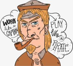 海盗船长抽雪茄的男人高清图片