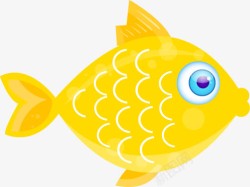 大眼睛黄色小鱼手绘图素材