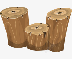 手绘卡通三个树墩素材