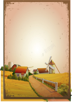 金色的田野农场田野海报背景矢量图高清图片