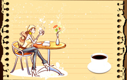 咖啡店菜单免抠休闲人物咖啡信纸菜单海报背景矢量图高清图片