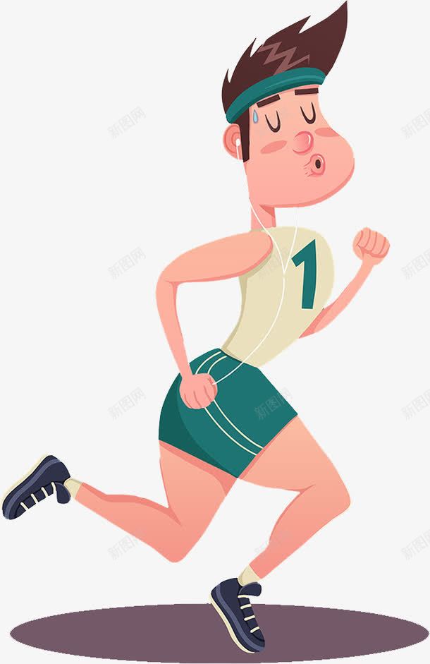 跑步的男孩png免抠素材_新图网 https://ixintu.com 健身 卡通 听音乐 手绘 男孩 跑步