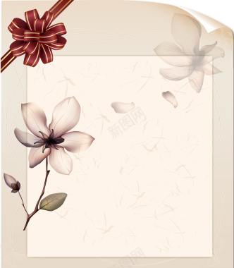 复古花朵信纸丝带唯美海报背景矢量图背景