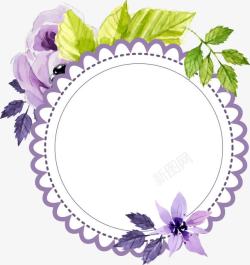 紫色花边边框素材