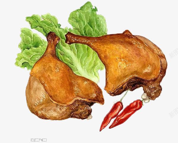 两个鸭腿png免抠素材_新图网 https://ixintu.com 卡通 美味 肉类 鸭肉