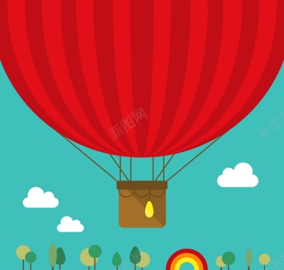 红色热气球矢量图背景