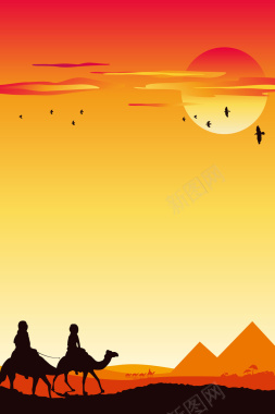沙漠骆驼丝绸之路背景矢量图背景