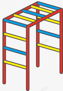 方形攀玩架直角红黄配色攀爬架高清图片