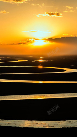 蜿蜒河流阳光蜿蜒河流大气H5背景高清图片