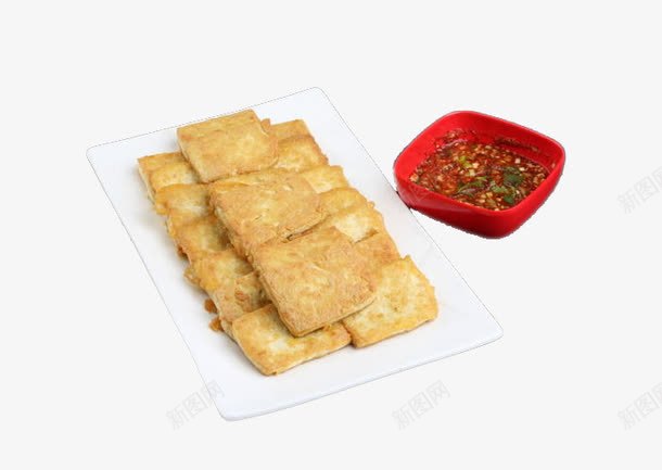 油煎豆腐png免抠素材_新图网 https://ixintu.com 产品实物 煎豆腐 盘子 食品