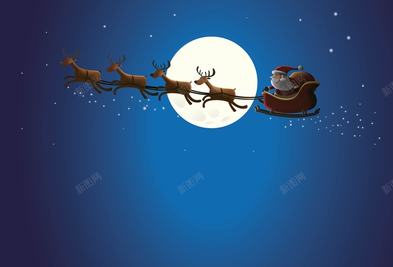 矢量卡通圣诞老人雪橇背景ai设计背景_新图网 https://ixintu.com 剪影 卡通 圣诞老人 圣诞节 手绘 拉雪橇 月夜 海报 矢量 童趣 背景 蓝色 驯鹿 矢量图