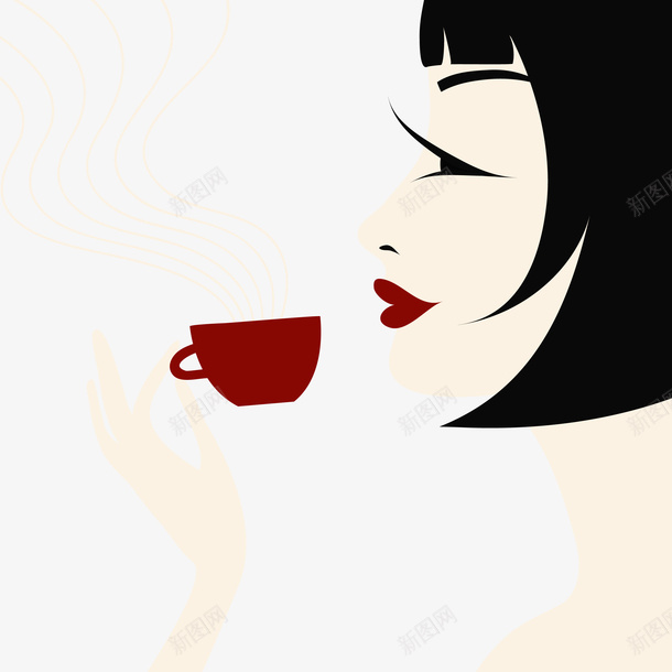咖啡装饰海报矢量图ai免抠素材_新图网 https://ixintu.com 咖啡杯 美女 矢量图