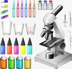 彩色器皿与显微镜素材