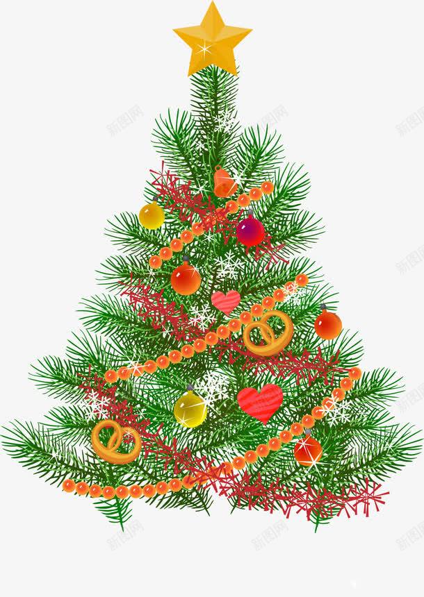 圣诞节绿色圣诞树png免抠素材_新图网 https://ixintu.com 圣诞球装饰 圣诞节 星星装饰品 绿色圣诞树 绿色松叶 黄色星星