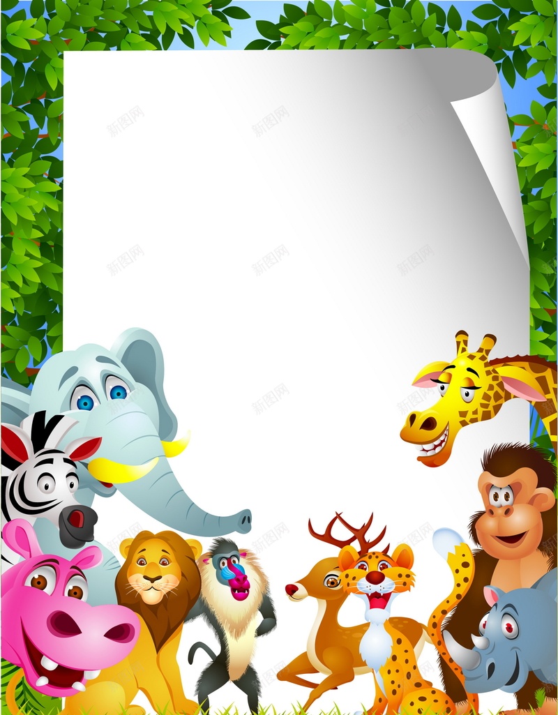 动物园矢量图ai设计背景_新图网 https://ixintu.com zoo 动物园 卡通 卷纸 大象 手绘 狮子 白色 矢量图 童趣 长颈鹿