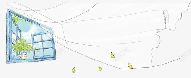 手绘窗户psd免抠素材_新图网 https://ixintu.com 手绘窗户 清新素材 窗户 风