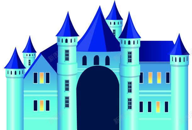 迎宾城堡蓝色卡通png免抠素材_新图网 https://ixintu.com 卡通 城堡 蓝色 迎宾