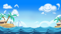 夏天海边度假游泳夏日海边度假插画背景高清图片