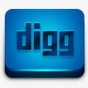 蓝色的Digg按钮图标图标