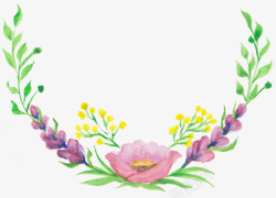 手绘水彩花卉花边素材
