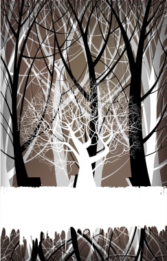 冬季枯萎的树林背景矢量图背景