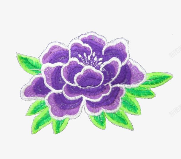 紫色刺绣花png免抠素材_新图网 https://ixintu.com 刺绣花 紫色 绿叶 花儿